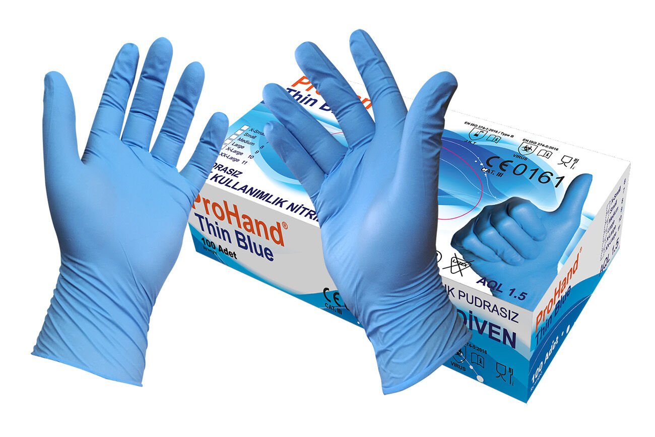 ProHand® Thin Blue Nitril eldiven - 1 Kutu ( 100 adet )