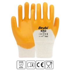 BEYBİ KN2 SARI NİTRİL ELDİVEN 3/4 KAPLI ( 1 PAKET 12 ÇİFT )